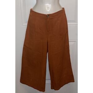 Good Luck Gem Womens Juniors Burnt Orange High Waist Wide Leg Capri Pants Size L